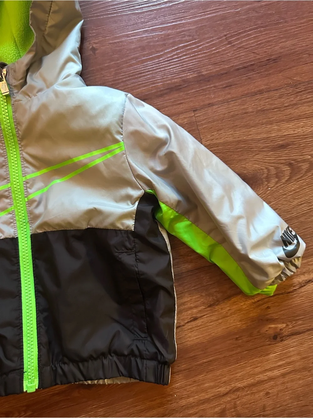 Nike Kids' Hooded Sporty Jacket - grey with Neon Green Lining
